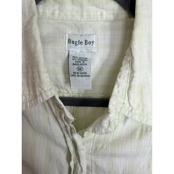 Bugle Boy Women's Size Med Light Yellow White Plaid Sleeveless Button Down VTG - Image 4