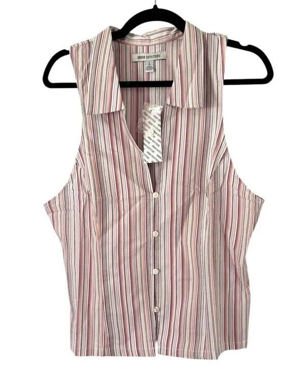 NWT Urban Outfitters Party Girl Sleeveless Shirt Vest Large Pink Y2K Academia - Image 3