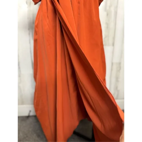 SHEIN Curve Rust Orange Off the Shoulder Maxi Dress Womens Plus Size 0XL Smocked - Image 2