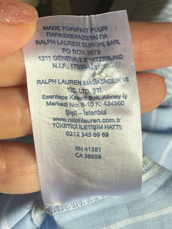 Ralph Lauren Light Blue & White Striped Button Front Shirt Dress Size She - Image 7