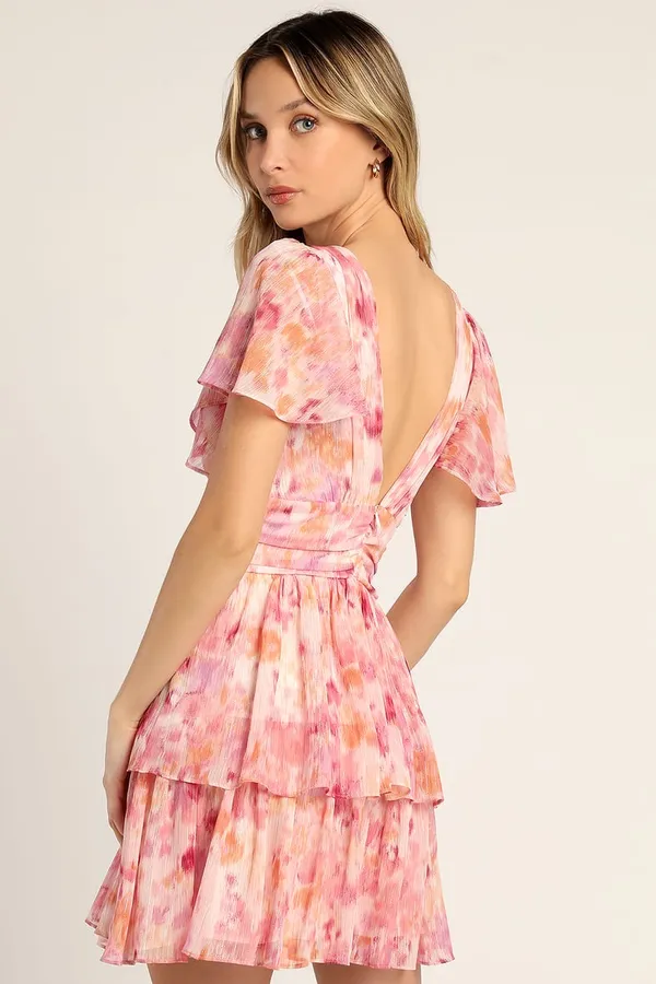Lulus Flutter Sleeve Mini Dress - Image 2