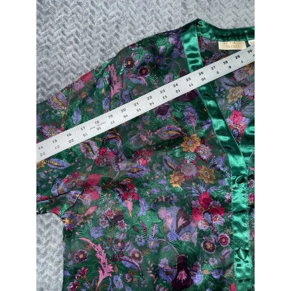 Victoria's‎ Secret Vintage 90's GOLD LABEL Floral Satin Sheer Sleep Lounge Top M - Image 7