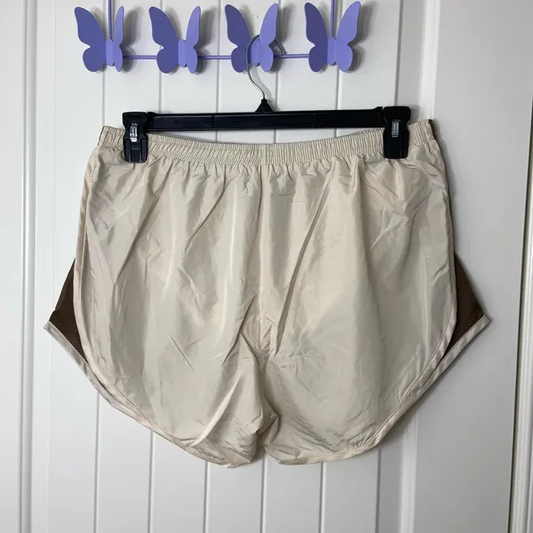 NEW‎ Flex’N women’s tan cream brown lined drawstring pull on athletic shorts XL - Image 5