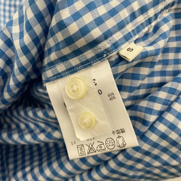 Aigle Depuis 1853 Shirt Women S Blue Gingham Plaid‎ Long Sleeve Button Down - Image 4