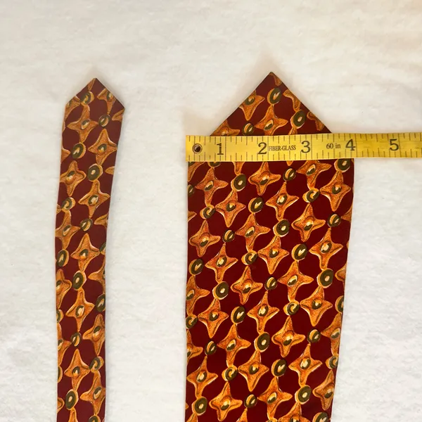 Ralph Lauren Chaps Silk Tie Vintage Geometrics Burgundy Multicolor Necktie - Image 6