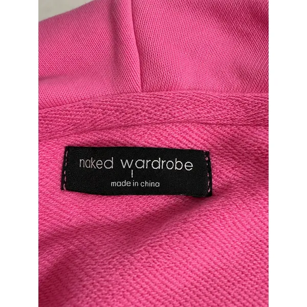 Naked Wardrobe Pink Cropped Hoodie Sweatshirt Oversized Streetwear NWOT Size L - Image 4