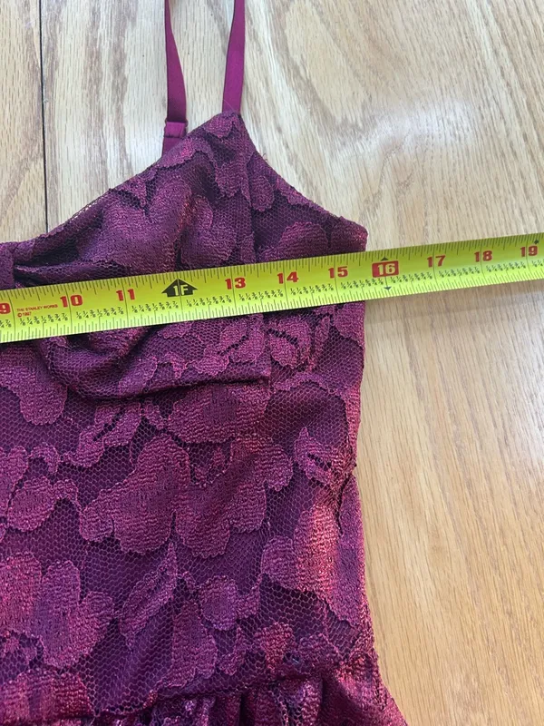 NWT American Rag Dress Medium Burgundy Sparkle Bow Lace Y2K Mini Party‎ Cocktail - Image 13