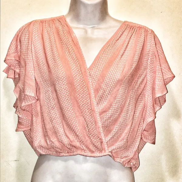 Anthropologie Maeve Nell pink ruffle top size XS - Image 6