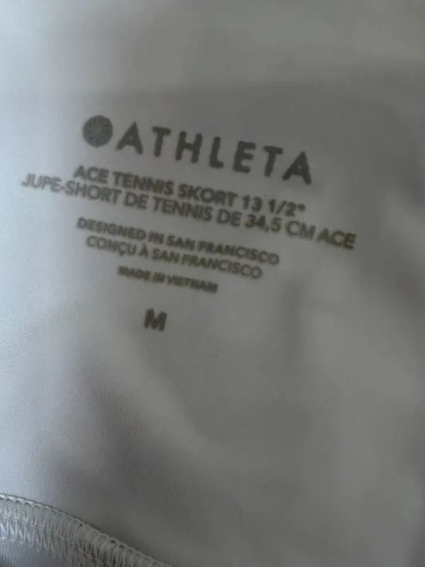 ATHLETA Ace Tennis Skort Skirt 13.5" Long White Size Medium - Image 5