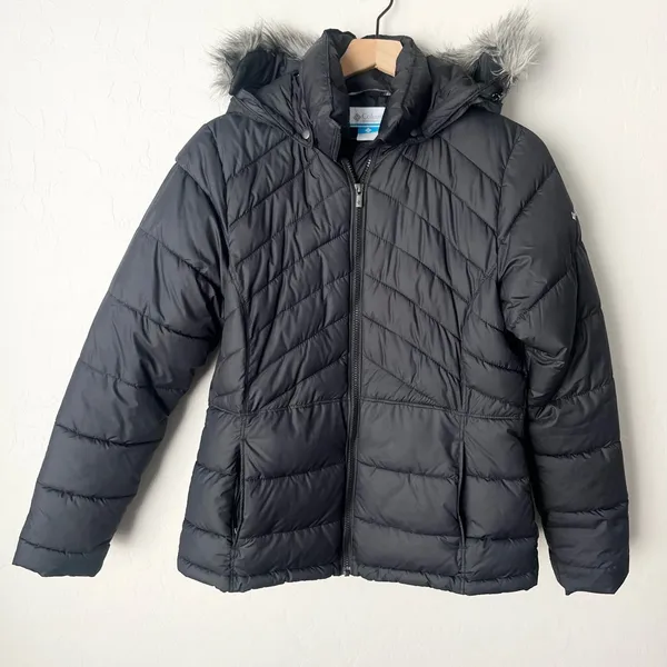Columbia Stepstone Pass Water Resistant Puffer Jacket Faux Fur Trim hood black M - Image 4