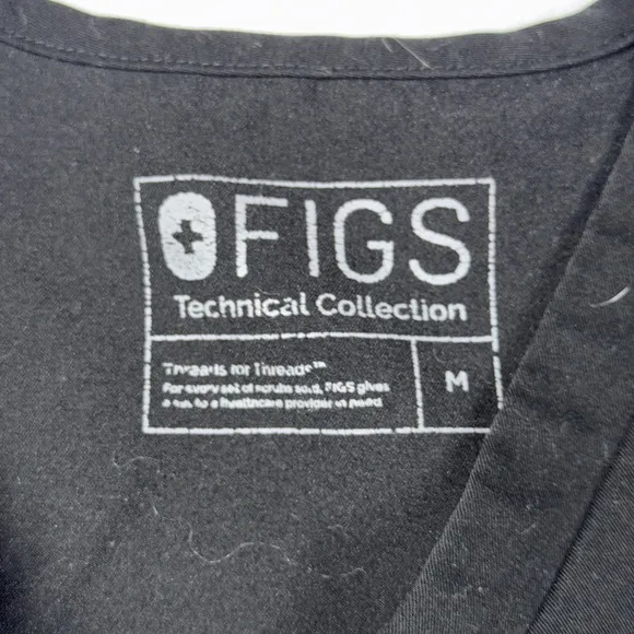 Figs Casma Technical‎ Collection Feather Black Scrub Top Rayon Women M W19SW1001 - Image 2