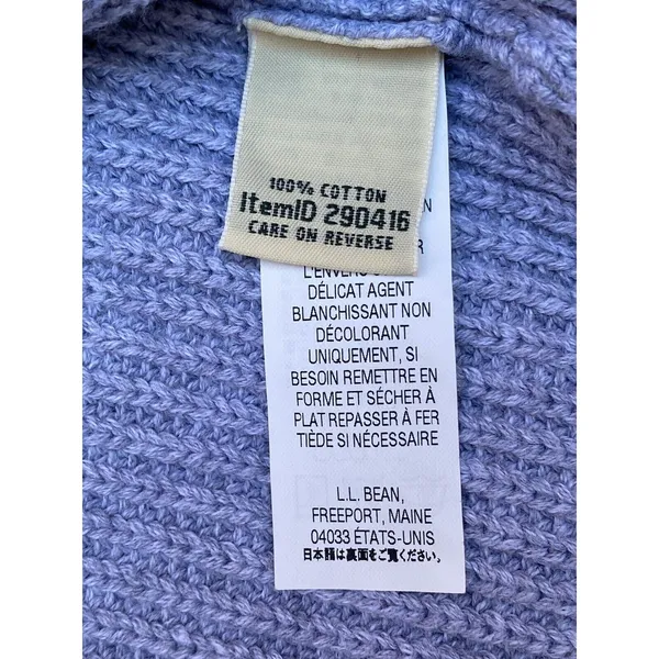 L.L. Bean Grey Cotton Ribbed Knit Pullover Sweater Size XL Fisherman Style - Image 5