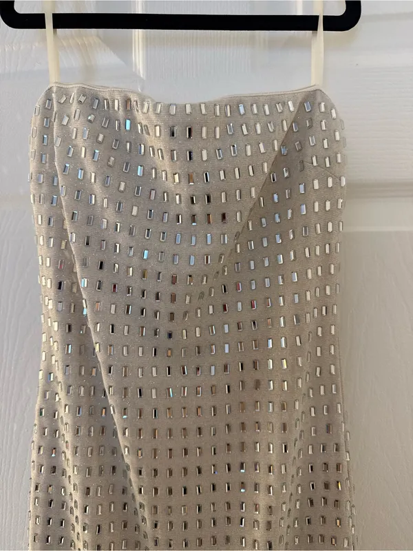 NWT Windsor strapless Champagne Sequin Mini Slip Dress - Image 2
