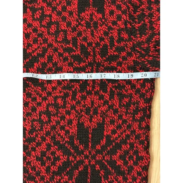 Unisex VTG Red/Black Geometric Pattern Wool Blend‎ Sweater Medium Made USA - Image 5