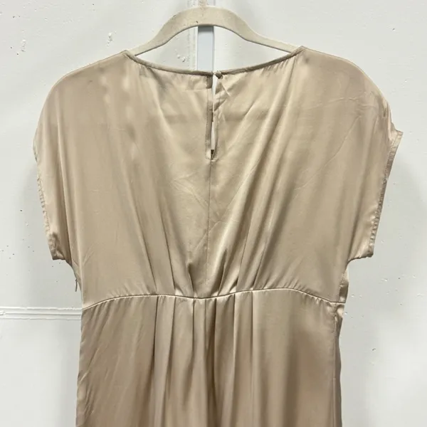 BCBGMAXAZRIA Silk Mini Dress Pebble Beige‎ Sequin Embroidered Champagne Party XS - Image 5