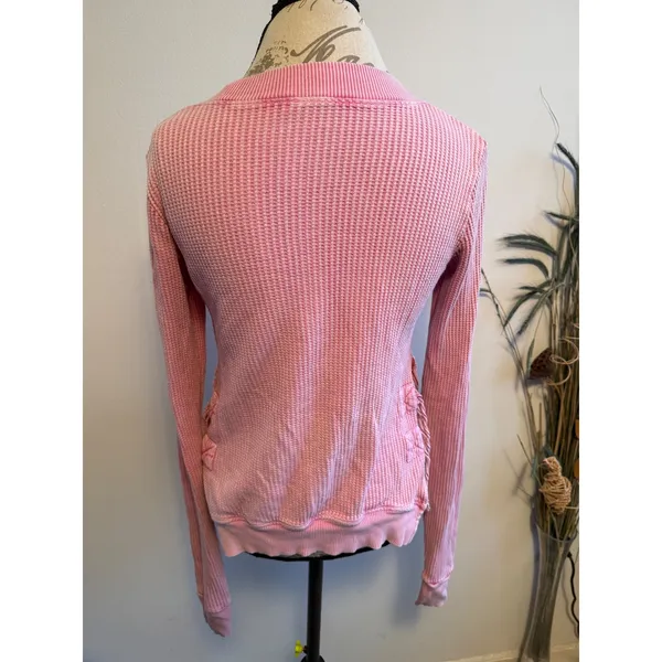 FP One Pink‎ Waffle Knit Long Sleeve Top with Side Ties Size S - Image 5