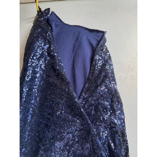 NWT Lulus Deja Vu One Shoulder Sequin Dress Navy Blue Size Small - Image 6