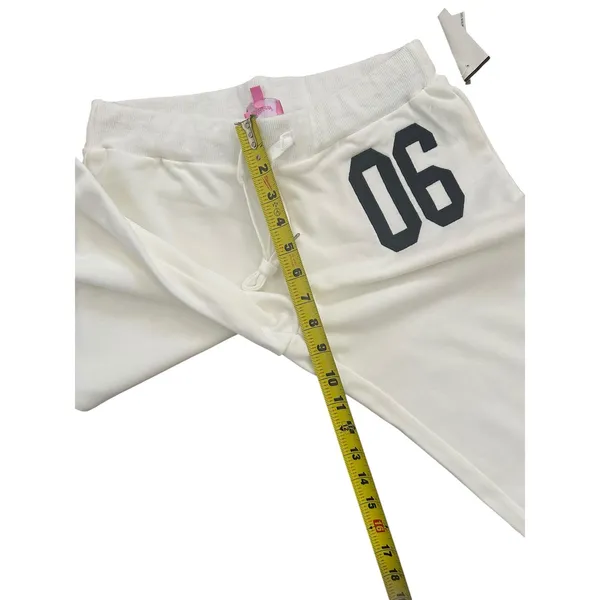EDIKTED 06 Wide Leg Cotton Blend Drawstring Sweatpants size small white - Image 9