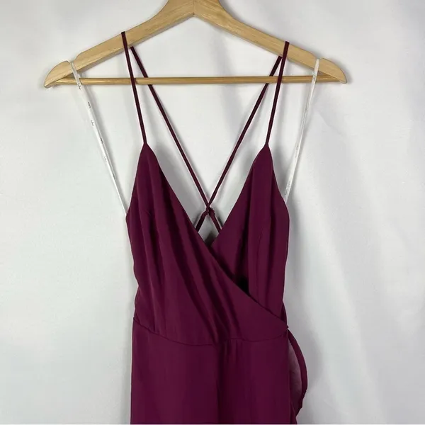Lulu's Plum Purple In Love Forever Lace Up Back Chiffon Formal Maxi‎ Gown S - Image 4