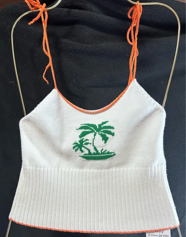 Boutique White knit tie strap tank top - Image 2