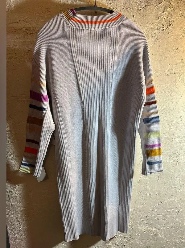 Anthropologie Daily Practice NWT multicolor Striped V-Neck Sweater dress, lovely - Image 8