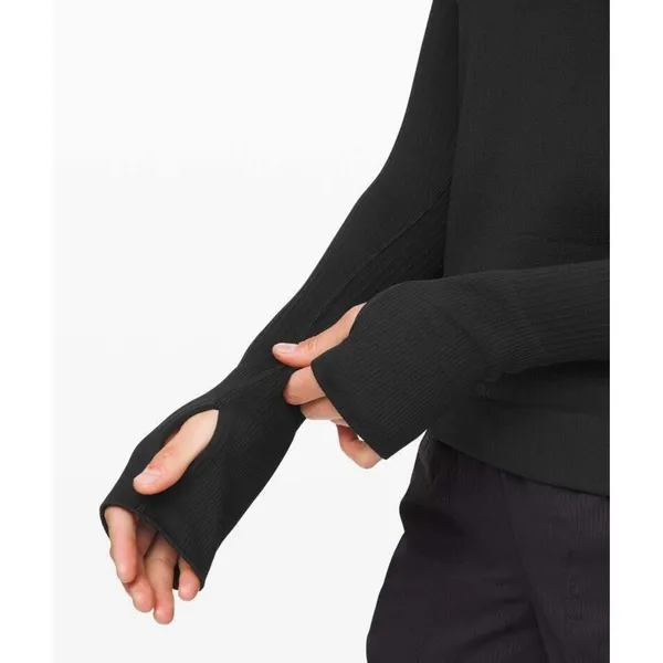 Lululemon Rest Less Pullover Black Textured Long Sleeve Crewneck Top Size XXXS - Image 3