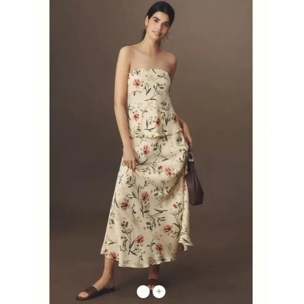 By Anthropologie Silky Waves Strapless Woven Blouse - Image 2