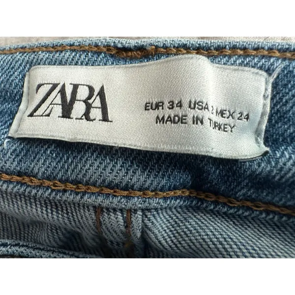 Zara High Waisted Skinny Washed Out Frayed Edges Denim Jeans Women's Sz 2 - Image 11