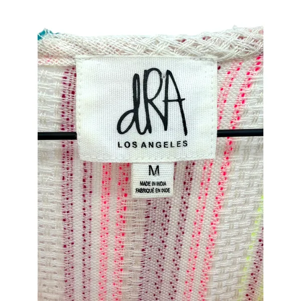 dRA Los Angeles Neon Striped‎ Chevron Tiered Mini Dress Boho Tassel Gauze Cotton - Image 3