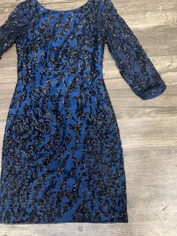 Aidan Mattox Size 10 Navy Blue Black Sequin Bodycon Cocktail Dress - Image 5