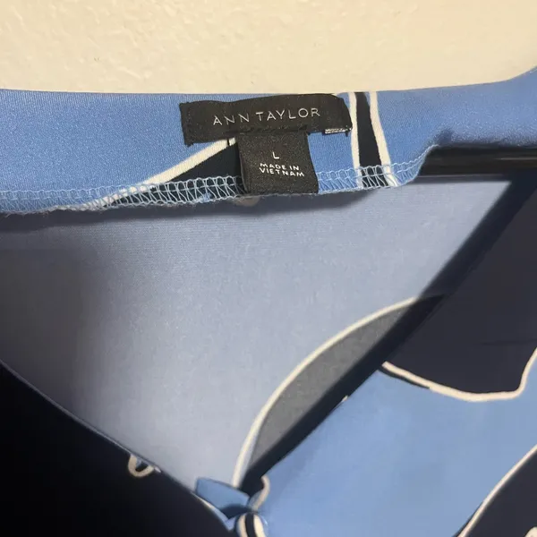 Ann Taylor Blue and Black Notched Collar Blouse - Image 2