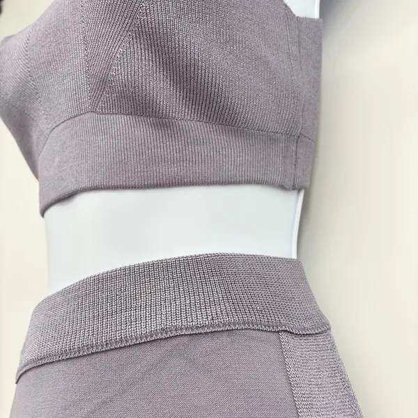 Intimately Free People Knit Two Piece Set Women L Purple Ribbed‎ Pants Lounge - Image 5