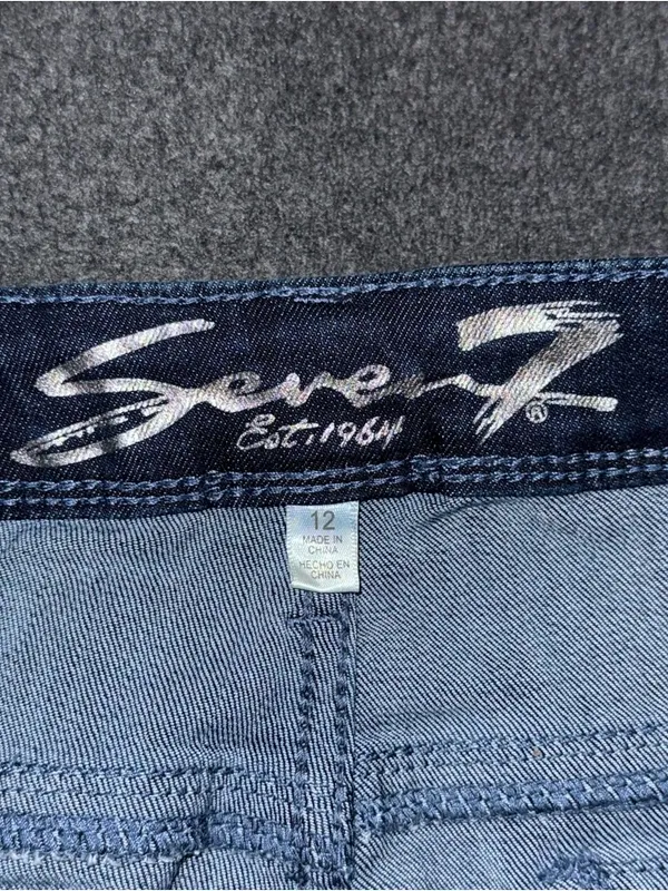 Seven7 Jeans Slim Boot Cut Dark Wash Embroidered Flap Pocket Womens 12 Stretch - Image 7