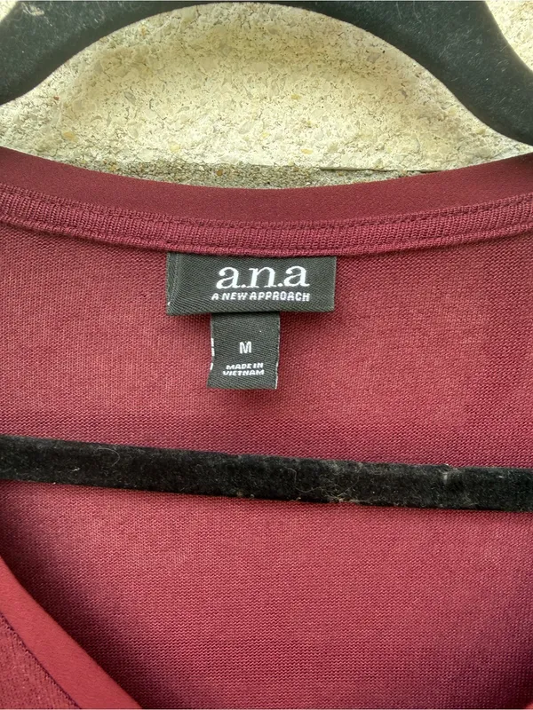 a.n.a Long-Sleeve V-Neck Top in Wine Burgundy - Image 4