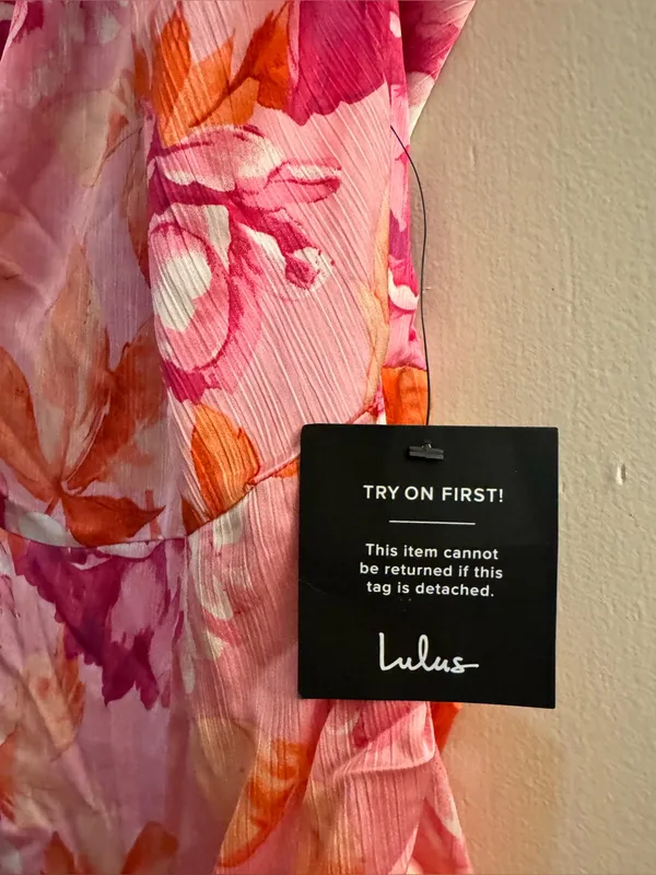 NWT Lulus Divinely Blooming Pink Multi Floral One-Shoulder Midi Dress Large - Image 6