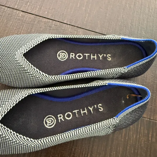 Rothys The Point Womens 5 Grey Birdseye Knit Flat Shoes Preppy Loafer Slip On - Image 8