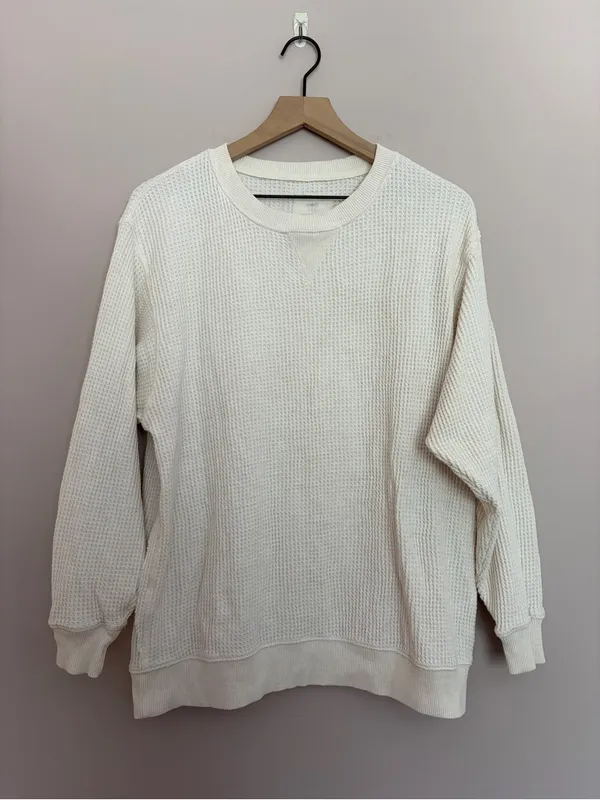 Aerie Waffle Knit Crewneck Sweatshirt Small - Image 2
