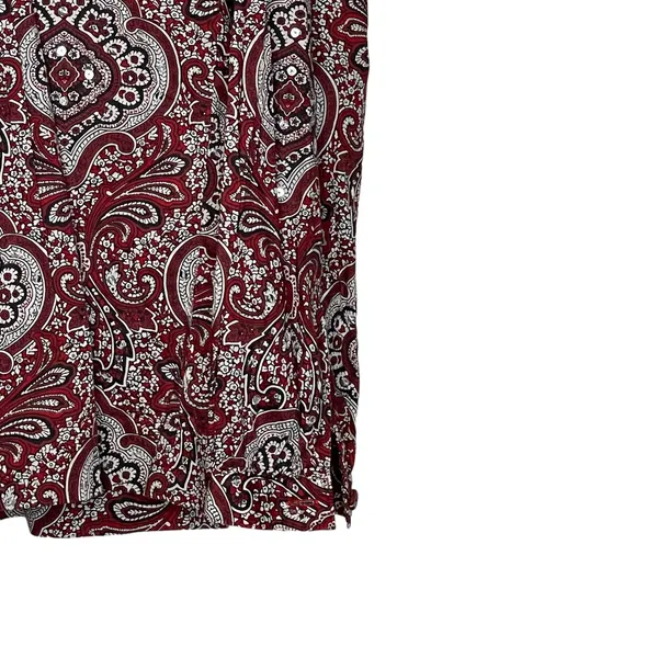 Talbots Blouse Size Small Burgundy White Floral With Sequin‎ 100% Cotton Womens - Image 3