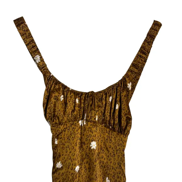 For Love & Lemons Revolve Tawney Cheetah Floral Animal Print Satin Mini Dress M - Image 4