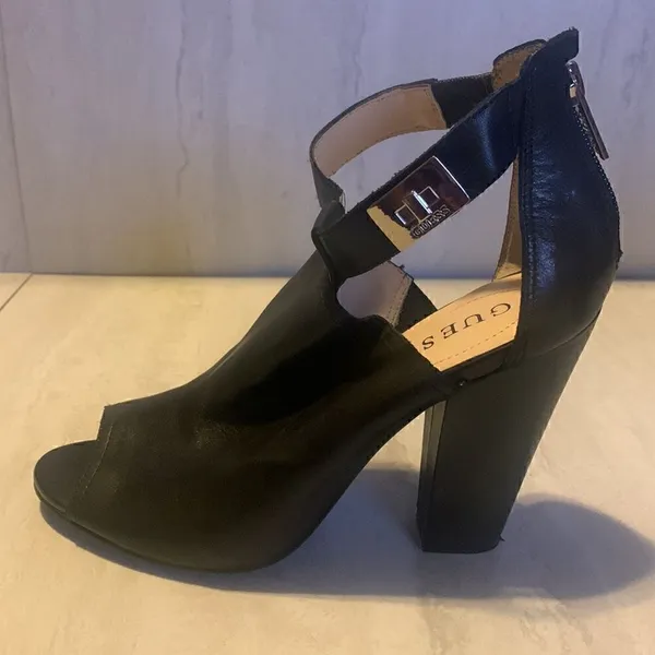 Guess Women's Black Platform Peep Toe High Heels Ankle Boots/Sandals , like new - Image 2