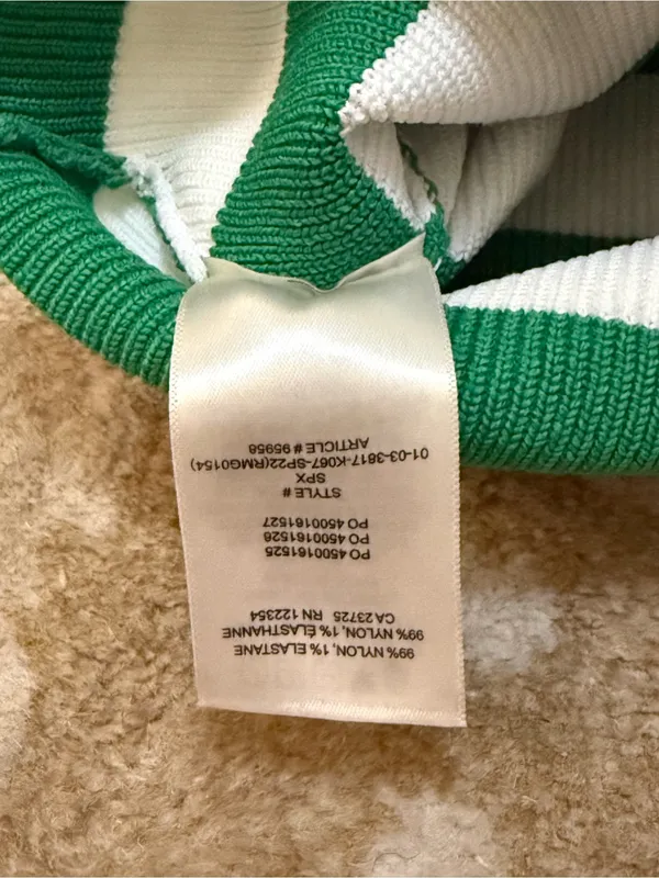 Aritzia Babaton Green White Striped Sleeveless Knit Crop Top Size Small - Image 6