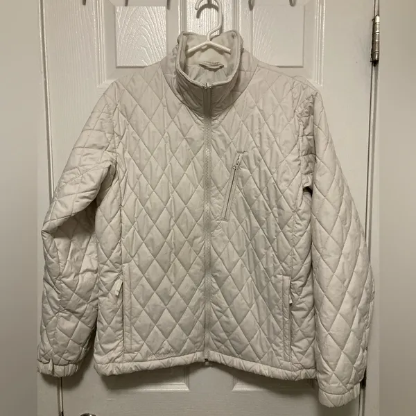 *Columbia Off White Mock Neck Quilted Large Long Sleeve Puffer Jacket #HC - Image 2