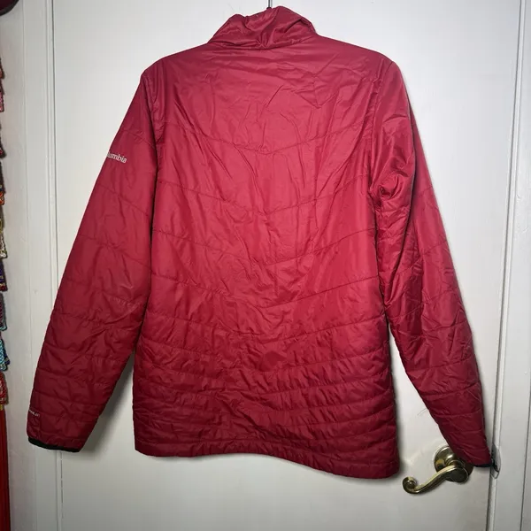 Columbia Puffer Stanford Cardinal Jacket Mens Small Omni-Heat Full Zip Red - Image 8