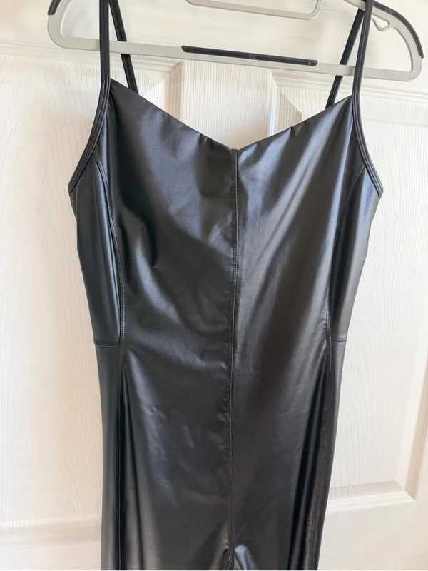 Aerie Offline Black Faux Leather Jumpsuit - Image 4
