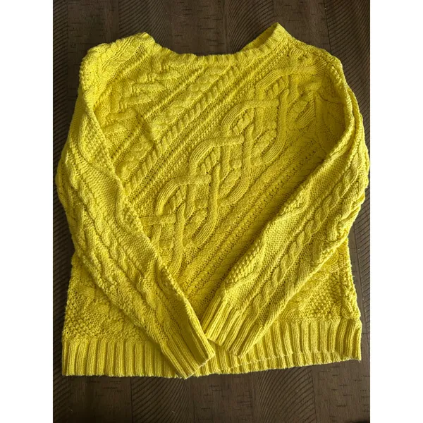 Polo Ralph Lauren Vintage Chunky Cable Knit Sweater Yellow Size L 100% Cotton - Image 2