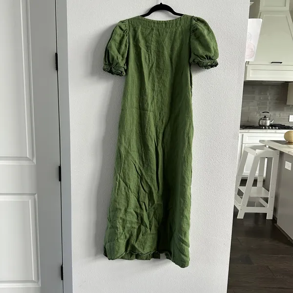 SLEEPER Brigitte Button Down Olive Green Midi Dress in Size Small - Image 7