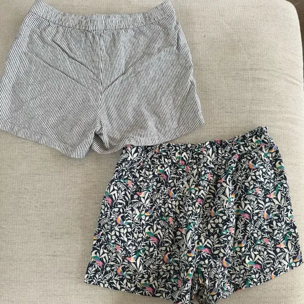 2 pair J Crew Loft Linen Blend Shorts Blue Stripe Bird M - Image 5