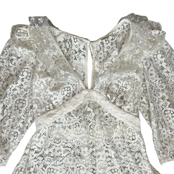 For Love & Lemons Women’s Santo Shorts Romper in White Lace Size Small - Image 4