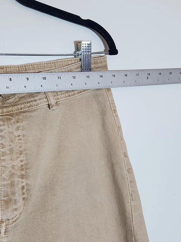 MNG Catherine Distressed Tan Wide Leg Jeans with Cut-Off Hem Size 8 - Image 8