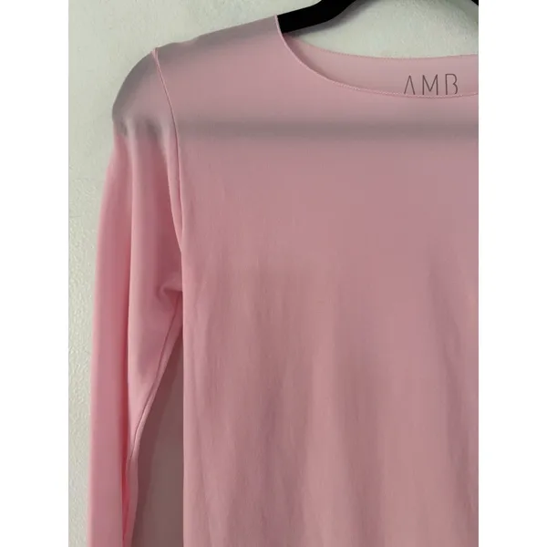 AMB Solid Raw Edge Second Skin Top Candy Pink Long Sleeve One Size Size undefined - Image 4